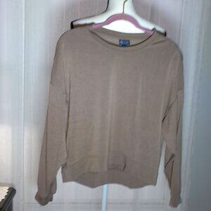 SCOOP Long Sleeve Scoop Neck Cropped Cocoa Sweatshirt M